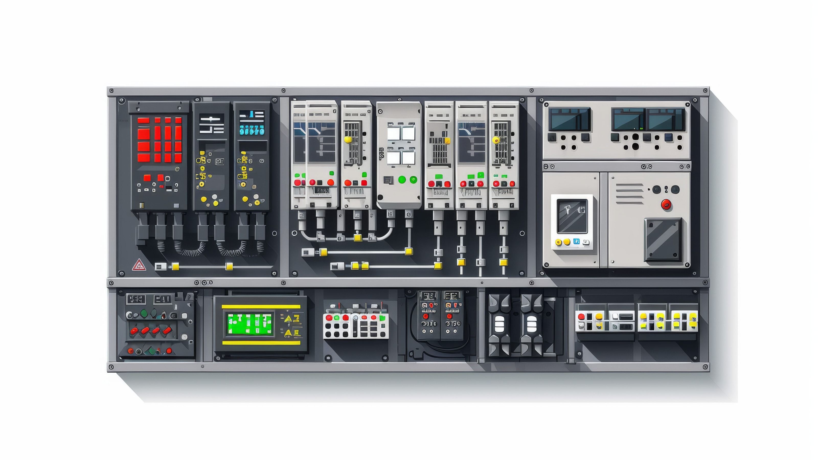 Panel de control eléctrico industrial con sistema PLC